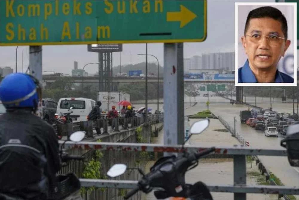 Isu banjir di Selangor masih belum menemui penyelesaian yang tuntas. Gambar kecil: Azmin Ali