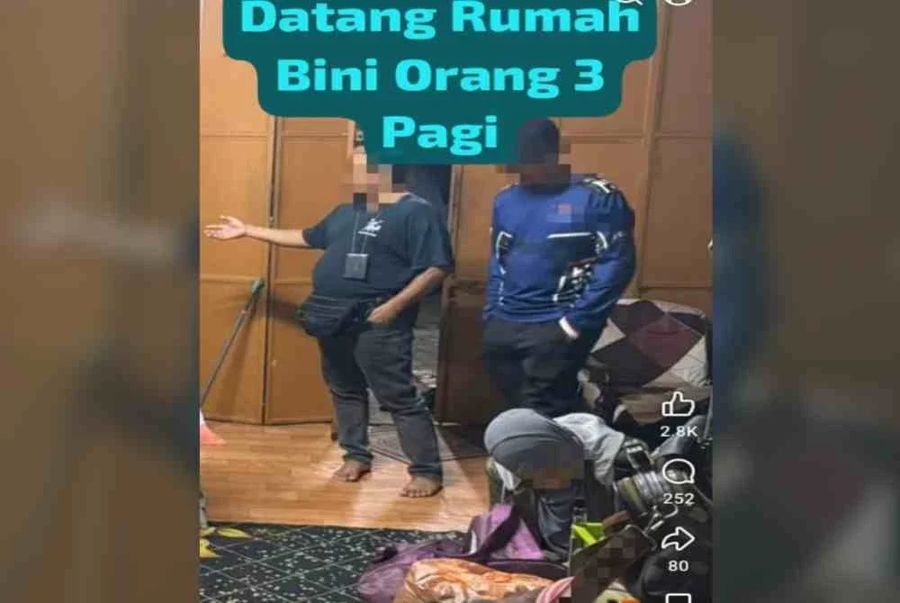 Anggota penguat kuasa JAINJ menahan lelaki bujang yang berkalwat dengan isteri orang. Foto JAINJ