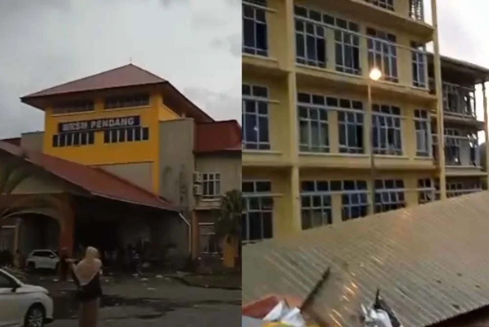 Gambar tangkap layar selepas insiden ribut yang melanda MRSM Pendang, Kedah. 