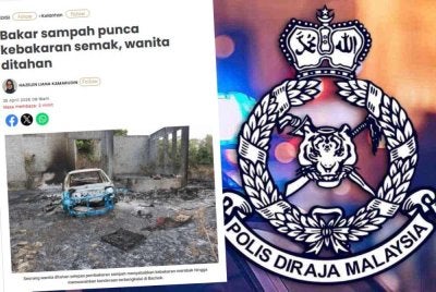 Seorang wanita dibebaskan dengan jaminan polis selepas ditahan bagi membantu siasatan akibat tindakan membakar sampah sehingga menyebabkan kebakaran semak dan rangka sebuah kereta terbengkalai hangus di Jalan Pantai Perkasa, Bachok