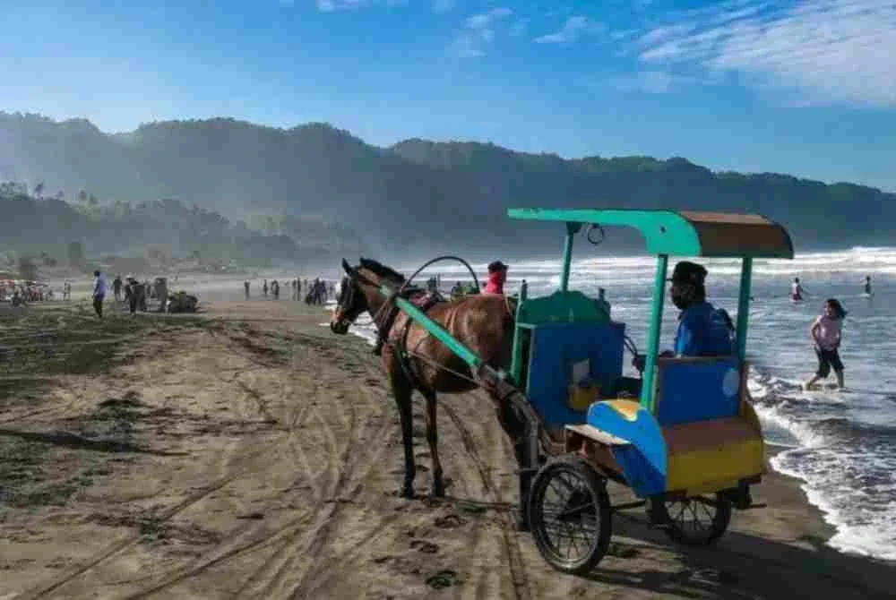 Budaya 'nongkrong' sambil berkopi di Pantai Parangtritis di Yogjakarta lebih meriah.