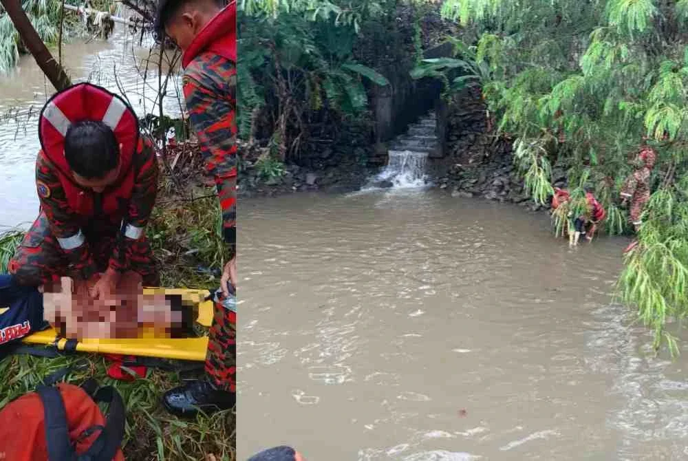 Bantuan CPR oleh bomba sejurus mangsa ditemui ketika operasi mencari dan menyelamat pada petang Isnin. Foto: JBPM Melaka.