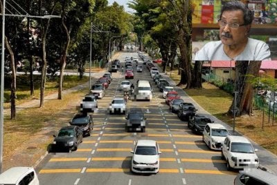 Pemandu meletakkan kenderaan di bahu jalan di Jalan Residensi menyebabkan gangguan lalu lintas. Gambar kecil, Mohideen Abdul Kader.