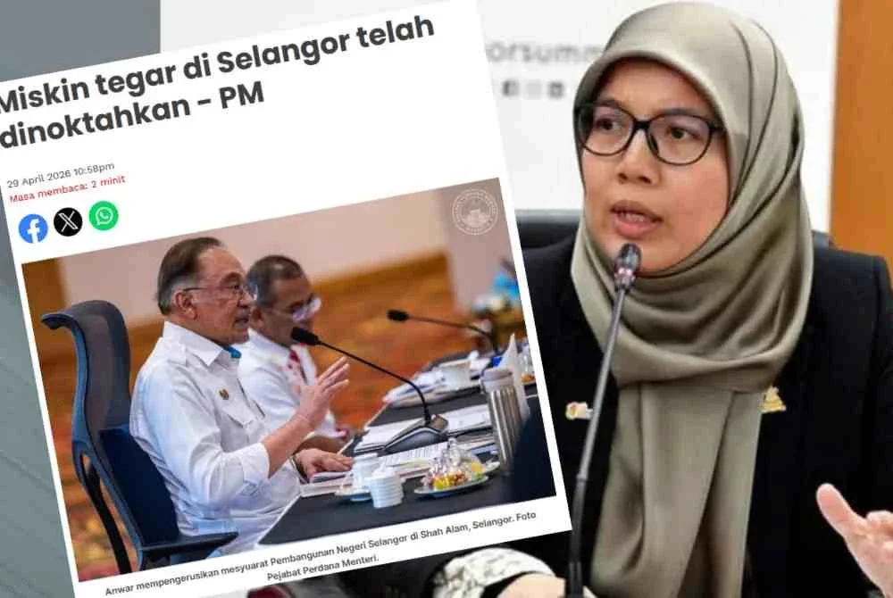 Anfaal (kanan) dan laporan Sinar Harian mengenai isu kemiskinan tegar di Selangor.