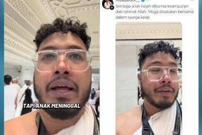 Tangkap layar video dikongsi Ustaz Rock di Threads mengenai seorang jemaah haji. 