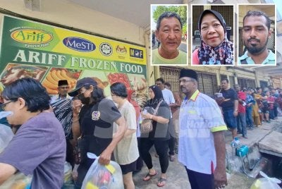 Program Food Bank yang digerakkan Ariff Frozen Food dengan kerjasama Persatuan India Muslim Perak (PRIM) memberi manfaat kepada kira-kira 350 penerima. Gambar kecil dari kiri: Rudy, Hafizah dan Mohamad Hariharan