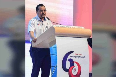 Asyraf Wajdi pada Majlis Sambutan 60 Tahun Majlis Amanah Rakyat (MARA) di Dewan Merdeka, Pusat Dagangan Dunia Kuala Lumpur, pada Ahad. Foto Bernama

