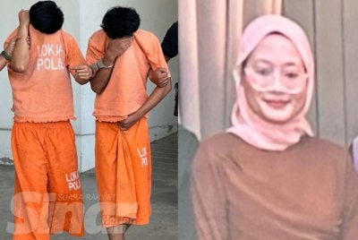 Dua remaja lelaki berusia 19 tahun yang ditahan bagi membantu siasatan kes bunuh Allahyarham Nurfisya.Foto ADILA SHARINNI WAHID