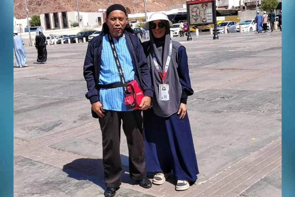 Allahyarham Mohamad Nor bersama isterinya ketika menunaikan ibadah haji. Foto Ihsan Muhammad Syakir.