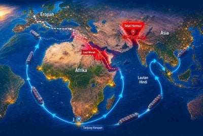 Penutupan Selat Hormuz dan ketegangan di Laut Merah telah mengubah semula laluan perdagangan dunia dengan Afrika kini menjadi hab utama trafik kapal kontena global.