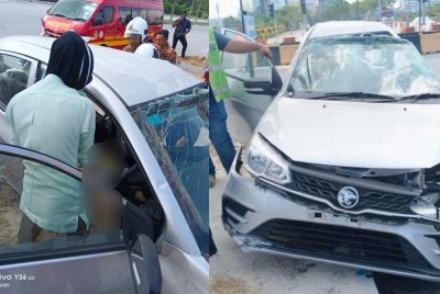 Mangsa tersepit di tempat duduk pemandu dan disahkan meninggal dunia di lokasi kejadian.