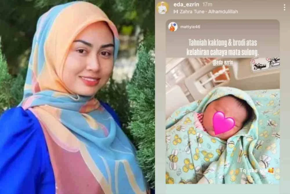Penyanyi lagu dialek Kelantan, Eda Ezrin, selamat melahirkan anak ketiganya di sebuah hospital swasta.