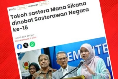 Mana Sikana dipilih sebagai penerima Anugerah Sastera Negara Ke-16, sekali gus dianugerahkan gelaran Sasterawan Negara.