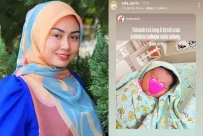 Penyanyi lagu dialek Kelantan, Eda Ezrin, selamat melahirkan anak ketiganya di sebuah hospital swasta.