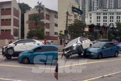 Tular video memaparkan sebuah kenderaan melanggar beberapa kenderaan ketika dikejar pihak polis.