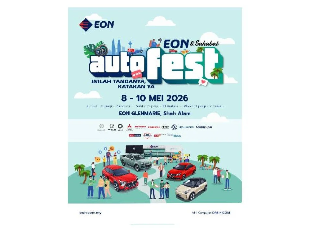 EON menganjurkan EON & Sahabat Autofest pada 8 hingga 10 Mei 2026 di EON Glenmarie dengan pelbagai tawaran menarik dan aktiviti untuk seisi keluarga.