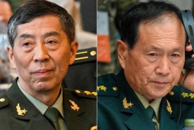 Li Shangfu (kiri) dan Wei Fenghe. - Agensi