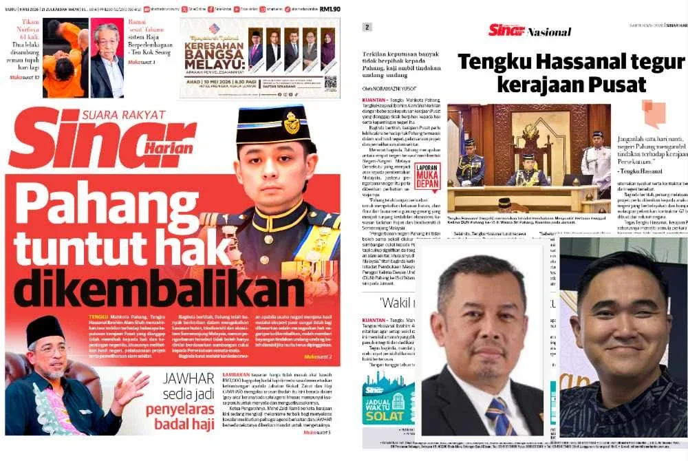 Laporan Sinar Harian pada Sabtu - Gambar kecil Mustazar (kiri), Mohamad Hafis