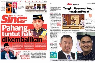 Laporan Sinar Harian pada Sabtu - Gambar kecil Mustazar (kiri), Mohamad Hafis