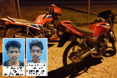 Kedua-dua suspek berusia 19 dan 21 tahun itu ditahan ketika menunggang serta menunda dua motosikal Yamaha RXZ berwarna merah tanpa nombor pendaftaran dalam keadaan mencurigakan berhampiran Bulatan Jam Kampung Bendang Pak Yong kira-kira jam 1.30 pagi. - Foto:PGA