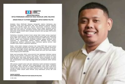 Kenyataan dikeluarkan AMK pada Isnin. Gambar: Harish 