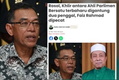 Rosol tidak akan mengemukakan sebarang rayuan terhadap keputusan penggantungan hak-hak keahlian oleh Lembaga Disiplin parti.