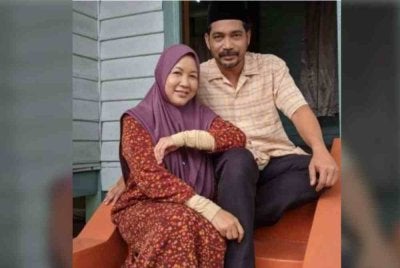 Penyanyi Safura Yaacob bersama suaminya, aktor Sahronizam yang kini diuji penyakit kanser tulang rawan. 