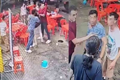 Tangkap layar video tular memaparkan insiden seorang lelaki dipukul di sebuah restoran pada Khamis lalu.