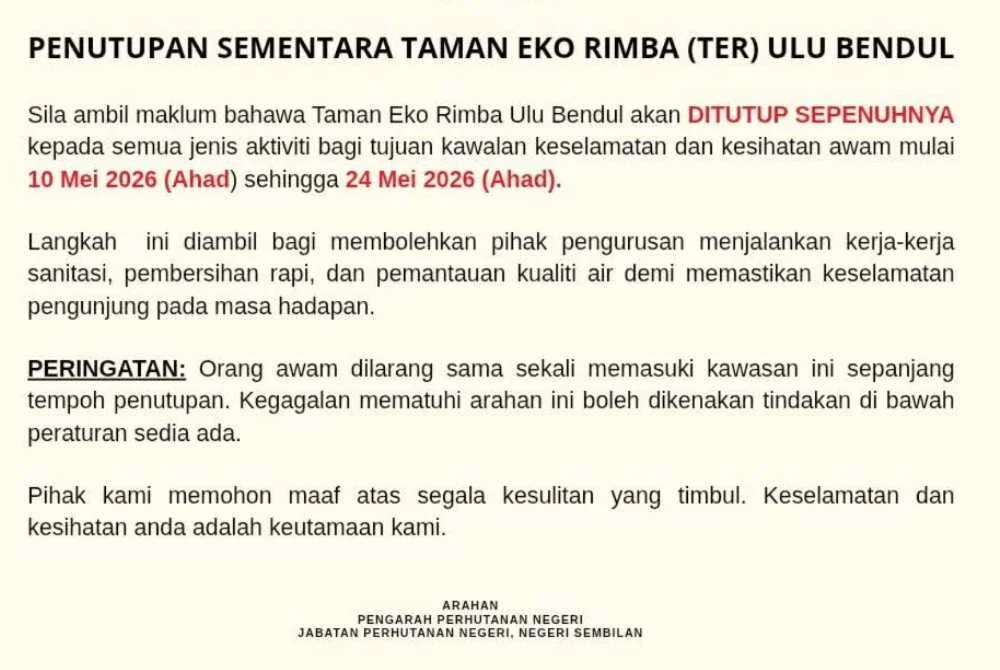 JKNNS menasihatkan orang ramai supaya menjauhi kawasan rekreasi air terutama ketika musim hujan, menjaga kebersihan persekitaran serta tidak membuang sampah merata-rata.