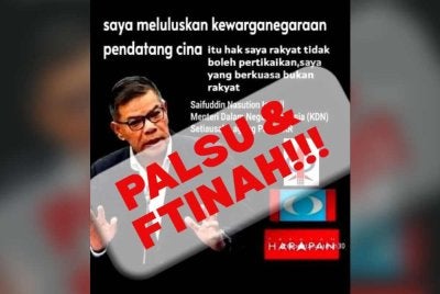 Poster berunsur fitnah dan berbaur 3R yang tular.
