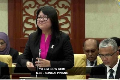 Siew Khim ketika Mesyuarat Pertama Penggal Keempat Dewan Undangan Negeri Pulau Pinang ke-15 pada Rabu.