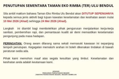 JKNNS menasihatkan orang ramai supaya menjauhi kawasan rekreasi air terutama ketika musim hujan, menjaga kebersihan persekitaran serta tidak membuang sampah merata-rata.