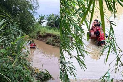 Seorang kanak-kanak tidak sedarkan diri manakala abangnya selamat selepas dipercayai nyaris lemas ketika mandi di sungai dalam kejadian di Kampung Dombung, Jalan Rampaian, Manggatal, pada Rabu. Foto JBPM Sabah 