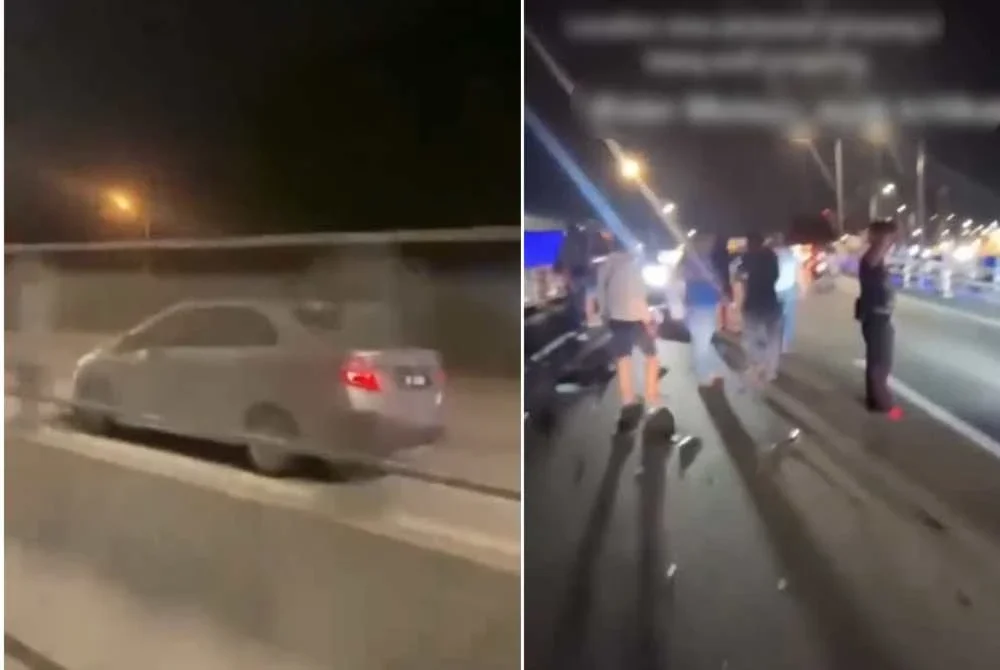 Tangkap layar rakaman video kemalangan yang tular di media sosial.