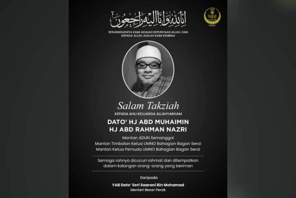 Berita pemergian Allahyarham dikongsi Saarani dalam hantaran di laman Facebook rasmi beliau, pagi Khamis.