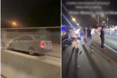 Tangkap layar rakaman video kemalangan yang tular di media sosial.