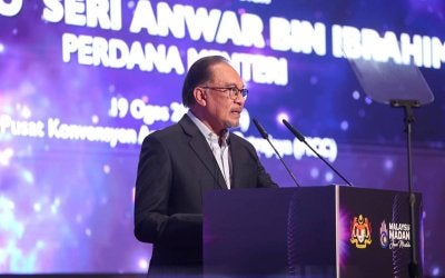 Perdana Menteri, Datuk Seri Anwar Ibrahim ketika melancarkan PuTERA35 pada 19 Ogos 2024.