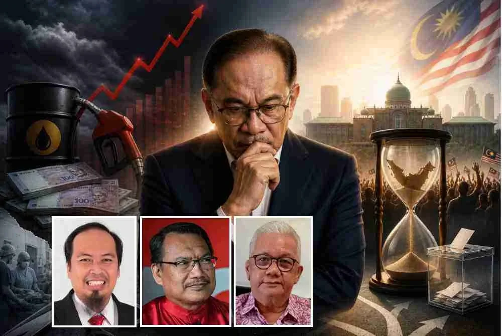 Anwar hakikatnya berdepan dilema untuk melaksanakan PRU16 pada tahun ini susulan krisis tenaga global semakin memburuk meningkatkan kos subsidi bahan bakar negara. Gambar kecil dari kiri: Ahmed Razman, Mohd Zuhdi dan Azizi.