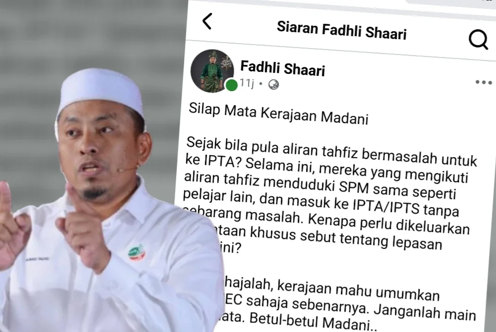 Tangkap layar kenyataan Ahmad Fadhli di laman Facebooknya