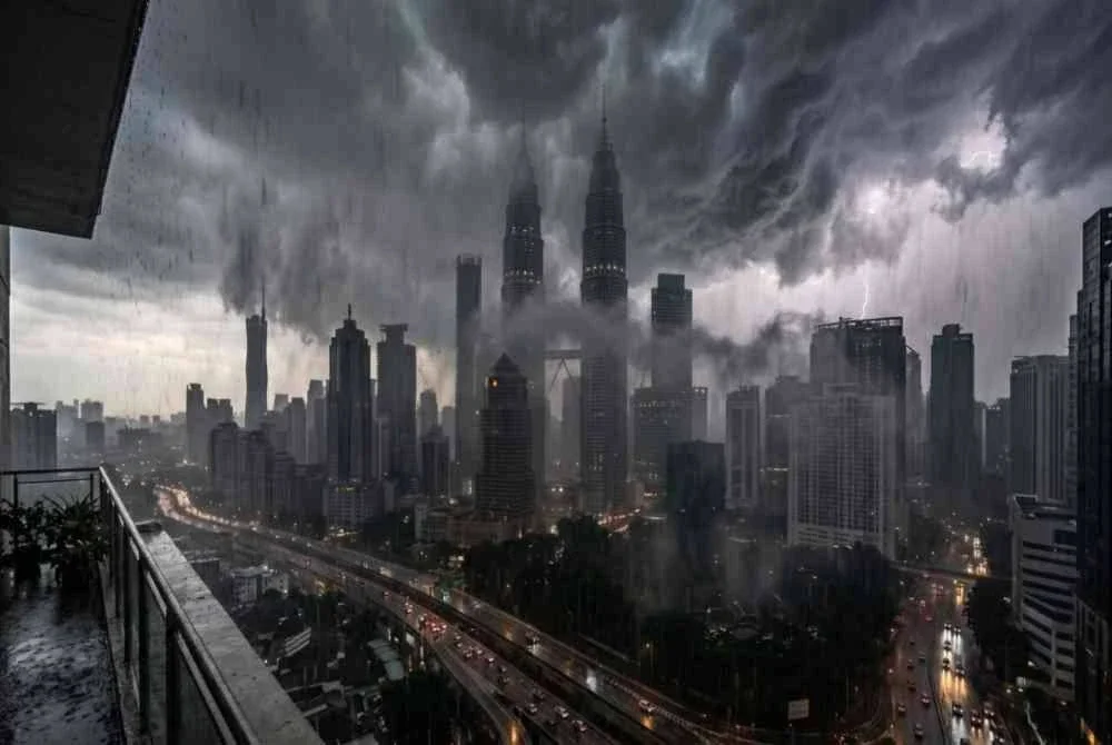 MetMalaysia mengeluarkan amaran ribut petir, hujan lebat dan angin kencang melibatkan Kuala Lumpur, Putrajaya dan sembilan negeri sehingga jam 6 petang ini. Gambar hiasan 