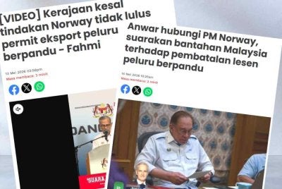 Laporan Sinar Harian mengenai tindakan kerajaan Norway yang membatalkan lesen eksport sistem peluru berpandu antikapal (NSM).