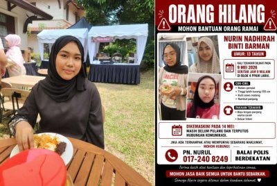 Nurin Nadira dilapor masih tidak pulang selepas keluar dari rumah sejak sabtu lalu dan poster kehilangannya turut diedarkan kepada orang ramai.