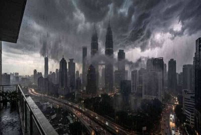 MetMalaysia mengeluarkan amaran ribut petir, hujan lebat dan angin kencang melibatkan Kuala Lumpur, Putrajaya dan sembilan negeri sehingga jam 6 petang ini. Gambar hiasan 