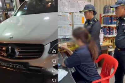 KPDN Cawangan Manjung membuat pemeriksaan ke atas stesen minyak yang tular sebuah kenderaan pendaftaran asing mengisi minyak petrol RON95.