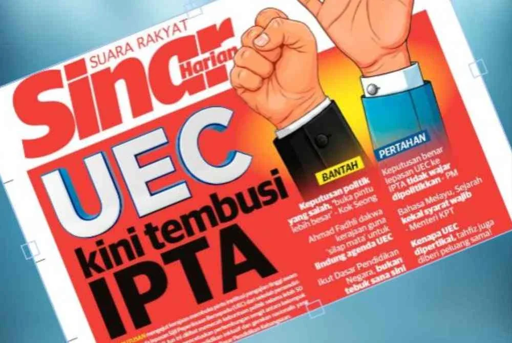 Laporan muka depan Sinar Harian siaran Sabtu