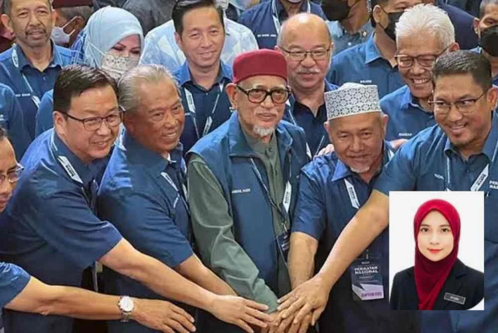 PN kini bukan sahaja berdepan tekanan daripada kerajaan, malah sedang diuji oleh krisis dalaman yang semakin ketara. Gambar kecil: Dr Nur Ayuni