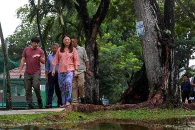 Hannah meninjau antara kawasan lapang yang akan diwartakan selepas sidang media berkaitan pewartaan tambahan kawasan hijau dan lapang di Wilayah Persekutuan Kuala Lumpur di Desa Ria, Taman Desa baru-bari ini. Foto Bernama