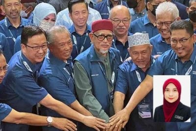 PN kini bukan sahaja berdepan tekanan daripada kerajaan, malah sedang diuji oleh krisis dalaman yang semakin ketara. Gambar kecil: Dr Nur Ayuni 