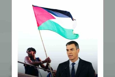 Yamal menunjukkan tanda sokongan terhadap Palestin secara terbuka. Sanchez (kanan). Foto Agensi