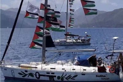 Keadaan laut bergelora di laluan operasi turut menjadi antara faktor yang mempengaruhi pergerakan semasa flotila. Foto GSF